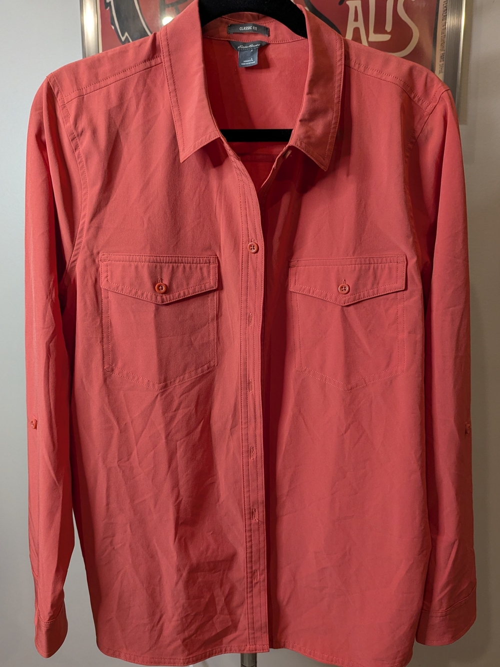 $18 Eddie Bauer Women's Size L Departure Long Sleeve Button Down Classic Fit